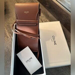 Auth, Never been Used: Celine Tan Leather Crossbody Pouch